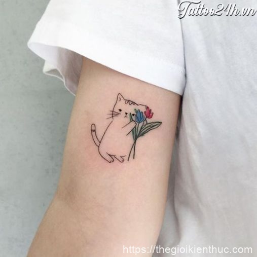 Hình ảnh xăm nghệ thuật tattoo mini con mèo đẹp nhất