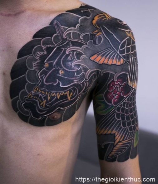 Hình ảnh xăm tattoo cá chép và mặt quỷ đẹp và ý nghĩa nhất